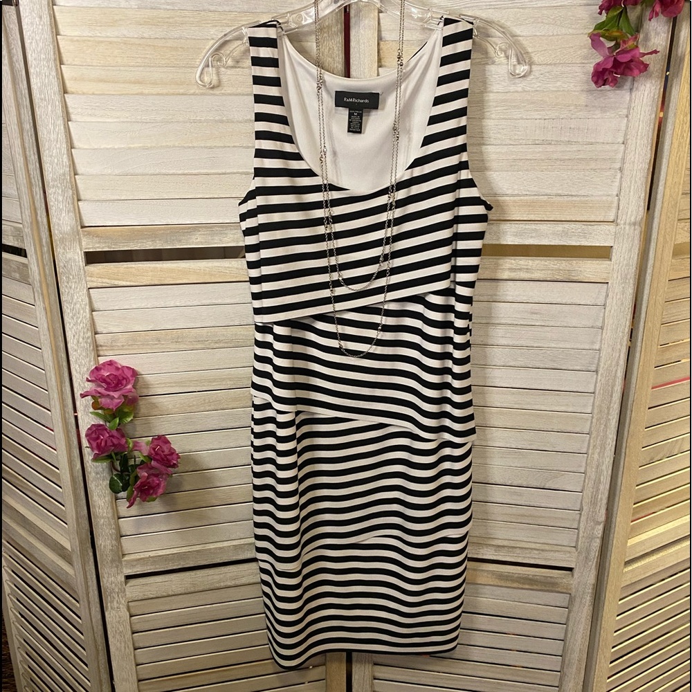 Creme & Black Striped Tank Party Dress
